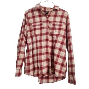 Eddie Bauer Plaid Button Down Long Sleeve Top Womens Size Medium M
